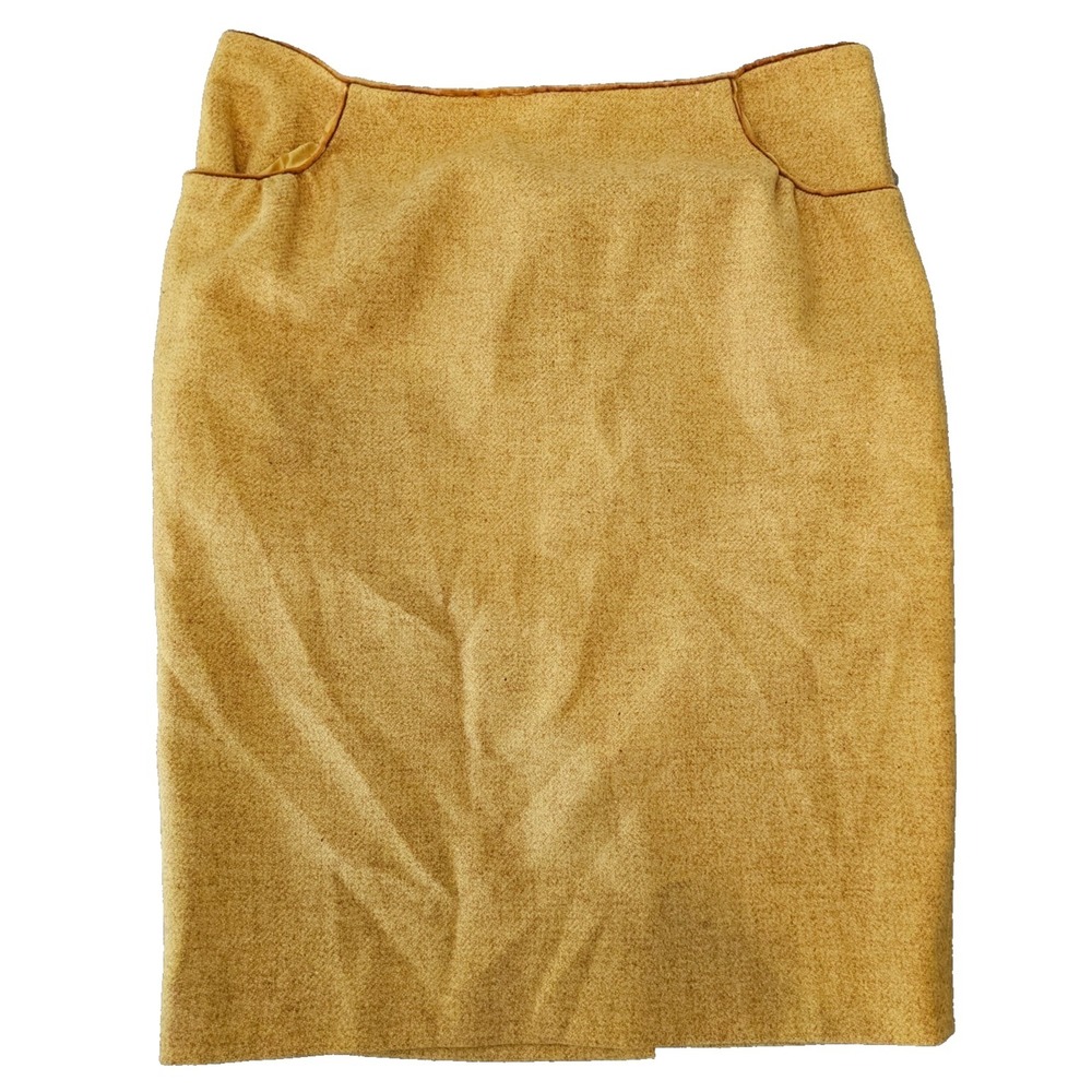 Vintage Blumarine Wool Pencil Skirt Italy Pockets Lined Midi Yellow I42 D26 US6‎